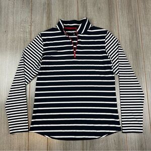 IBKUL 1/4 Zip Pullover Size M Striped Navy Blue White Tennis Golf Pickle Ball